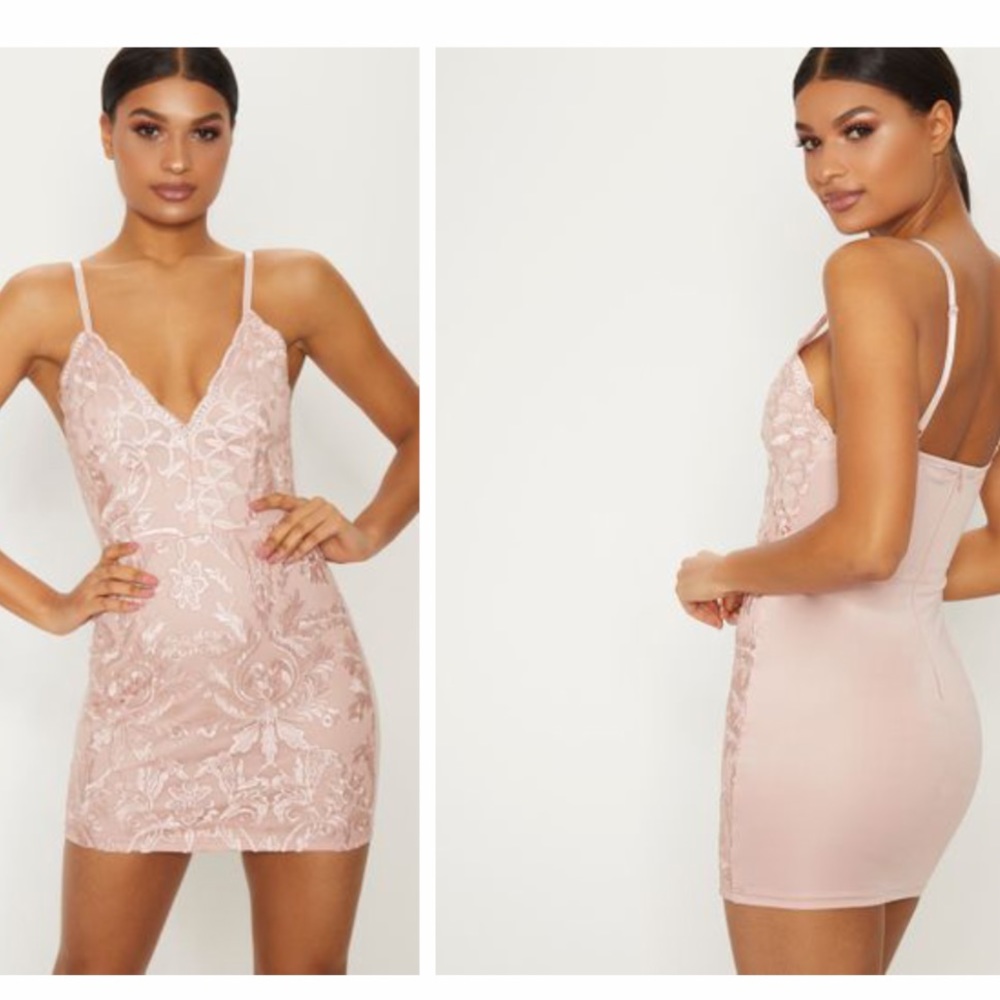 Pretty Little Thing Dusty Pink Dress in size 4